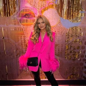 Zara Pink Feather Blazer